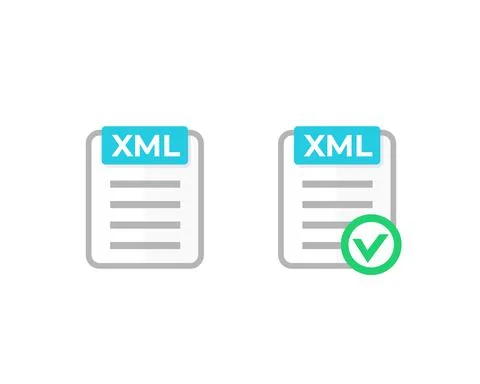 XML document with check mark icon Illustrazione stock
