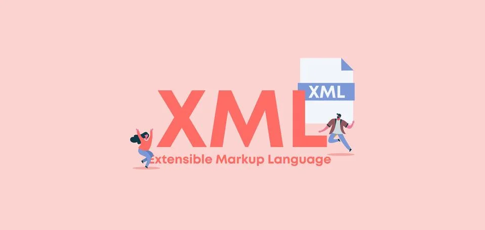 XML extensible markup language. Web programming certificate applications Stock Illustration
