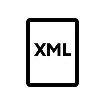 XML file icon line isolated on white background. Black flat thin icon on mo.. Illustrazione stock