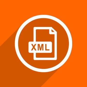 Xml file icon. Orange flat button. Web and mobile app design illustration Stock Illustration