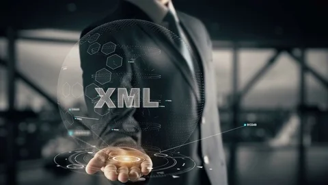 XML with hologram businessman concept Stock Footage 80359839