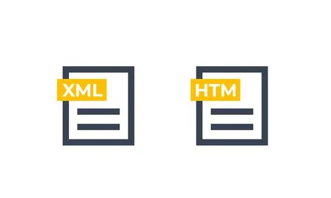 XML, HTM documents icons on white イラスト素材
