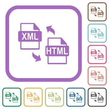 XML HTML file conversion simple icons Stock Illustration