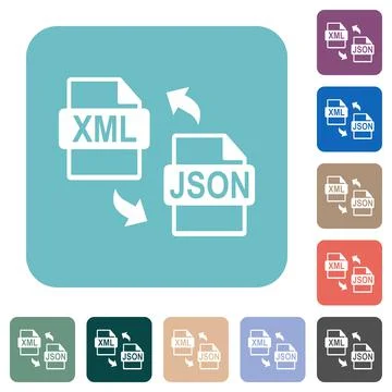 XML JSON file conversion rounded square flat icons Stockillustratie