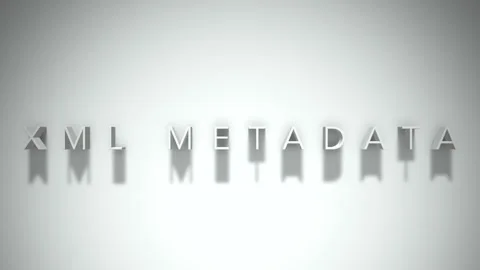 Xml metadata 3D title animation white text on a white background Stock Footage 299368612