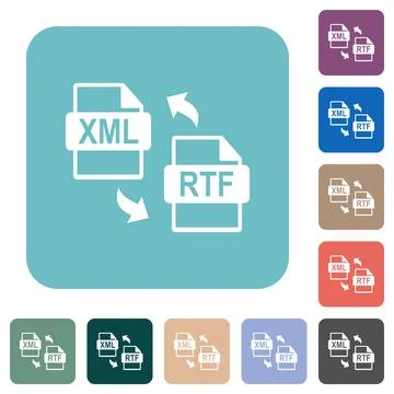 XML RTF file conversion rounded square flat icons イラスト素材