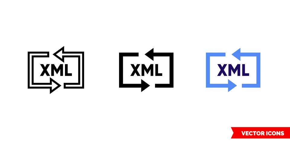 XML transformer icon of 3 types color, black and white, outline. Isolated vec Stock-Illustration