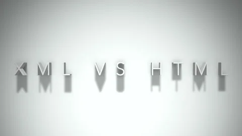 Xml vs html 3D title animation with shadows on a white background Stock Footage 297024036