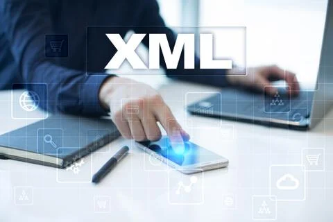 XML. Web development. Internet and technology concept. Illustrazione stock