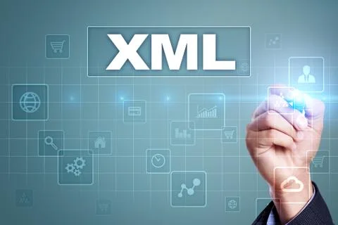 XML. Web development. Internet and technology concept. Illustrazione stock