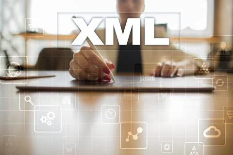 XML. Web development. Internet and technology concept. Foto stock