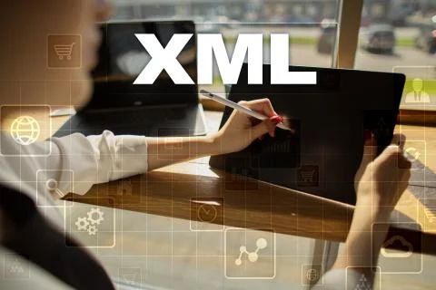 XML. Web development. Internet and technology concept. Foto stock