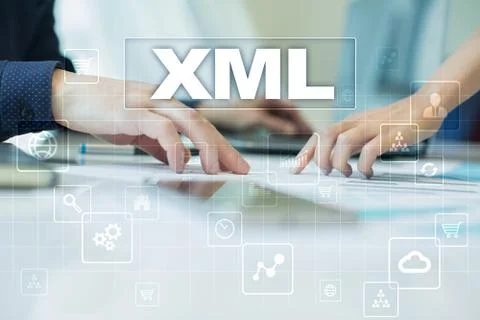 XML. Web development. Internet and technology concept. Stock Photos
