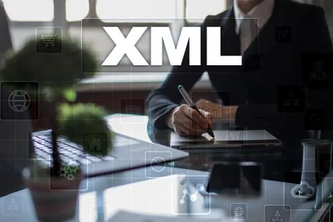 XML. Web development. Internet and technology concept. Stock Photos
