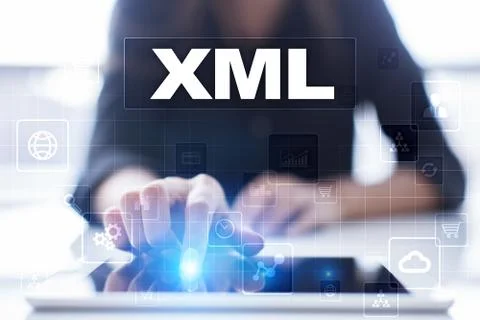 XML. Web development. Internet and technology concept. Foto stock