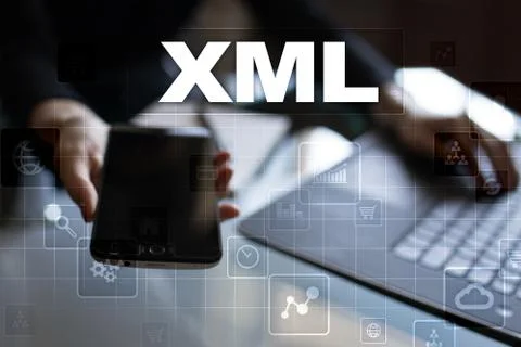 XML. Web development. Internet and technology concept. Stock Photos