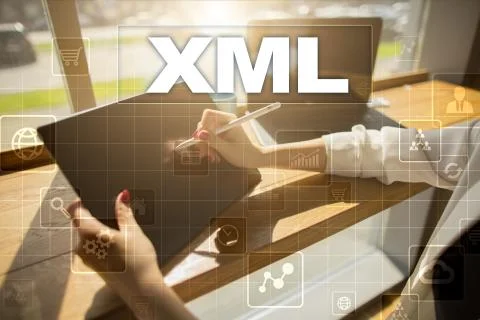 XML. Web development. Internet and technology concept. Foto stock