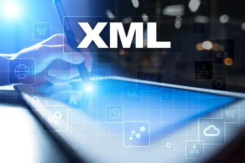 XML. Web development. Internet and technology concept. Foto stock