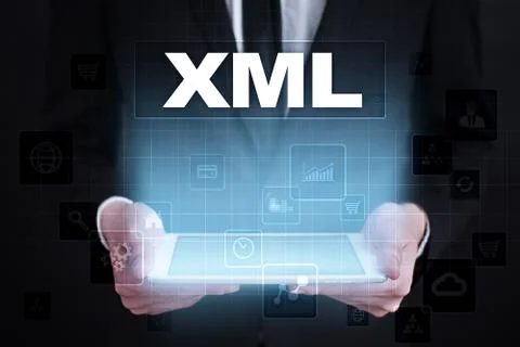 XML. Web development. Internet and technology concept. Foto stock