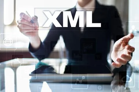 XML. Web development. Internet and technology concept. Foto stock