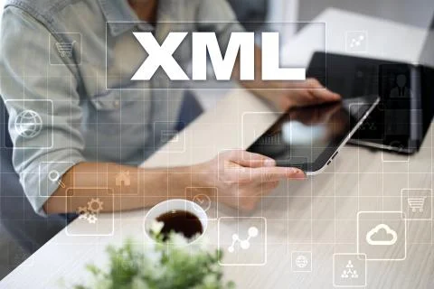 XML. Web development. Internet and technology concept. Stock Photos