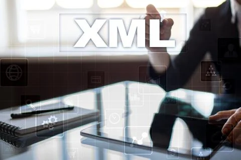 XML. Web development. Internet and technology concept. Foto stock