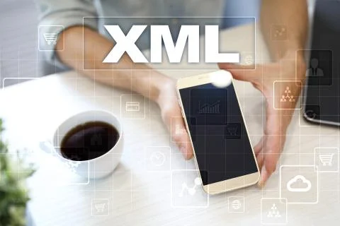 XML. Web development. Internet and technology concept. Stock Photos