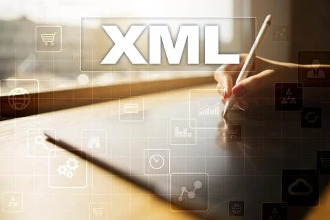XML. Web development. Internet and technology concept. Foto stock