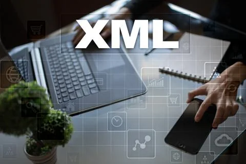 XML. Web development. Internet and technology concept. Stock Photos