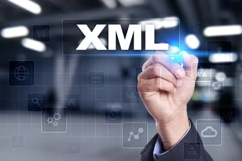 XML. Web development. Internet and technology concept. Foto stock