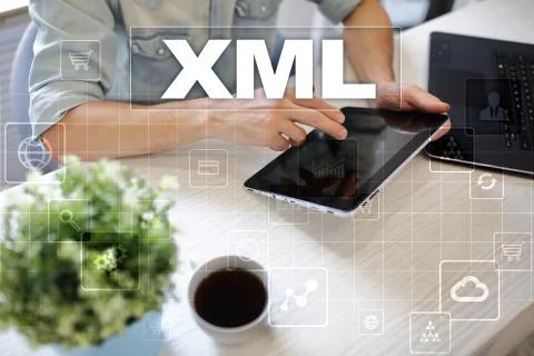 XML. Web development. Internet and technology concept. Foto stock