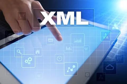 XML. Web development. Internet and technology concept. Stock Photos