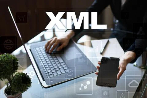 XML. Web development. Internet and technology concept. Stock Photos