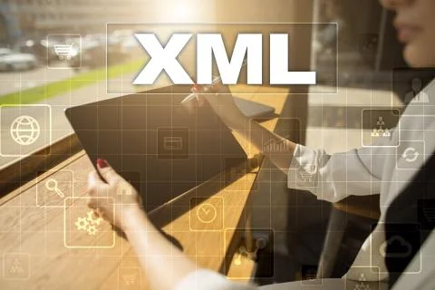 XML. Web development. Internet and technology concept. Foto stock