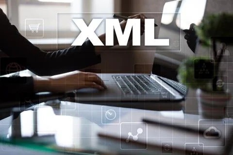 XML. Web development. Internet and technology concept. Stock Photos