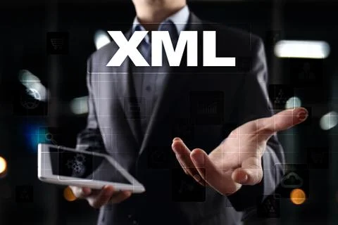 XML. Web development. Internet and technology concept. Foto stock