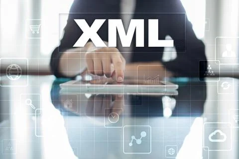 XML. Web development. Internet and technology concept. Foto stock