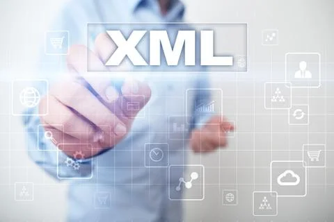 XML. Web development. Internet and technology concept. Foto stock