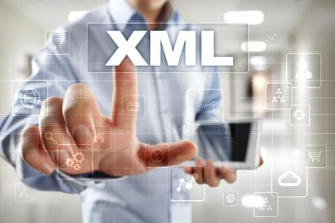 XML. Web development. Internet and technology concept. Foto stock
