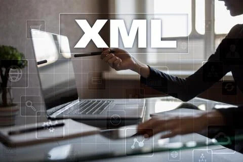 XML. Web development. Internet and technology concept. Foto stock