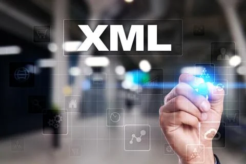 XML. Web development. Internet and technology concept. Foto stock