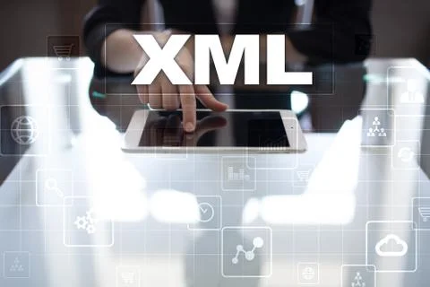 XML. Web development. Internet and technology concept. Stock Photos