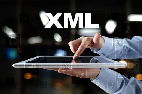 XML. Web development. Internet and technology concept. Foto stock