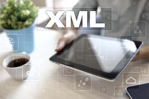XML. Web development. Internet and technology concept. Foto stock