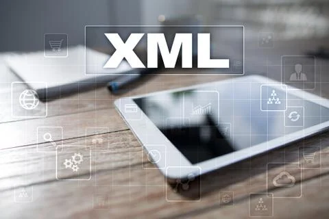 XML. Web development. Internet and technology concept. Stock Photos