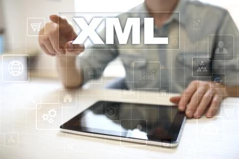XML. Web development. Internet and technology concept. Foto stock