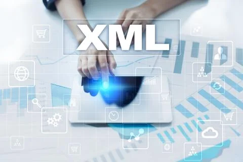 XML. Web development. Internet and technology concept. Foto stock