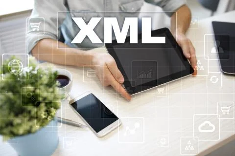 XML. Web development. Internet and technology concept. Foto stock