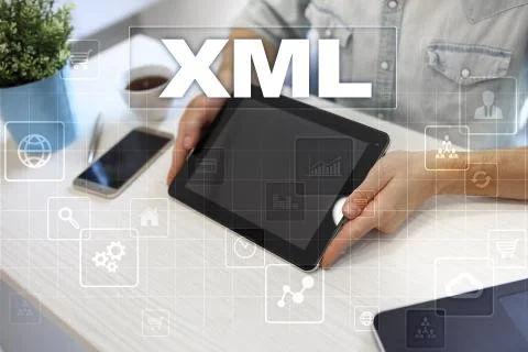 XML. Web development. Internet and technology concept. Foto stock