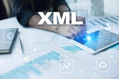 XML. Web development. Internet and technology concept. Stock Photos